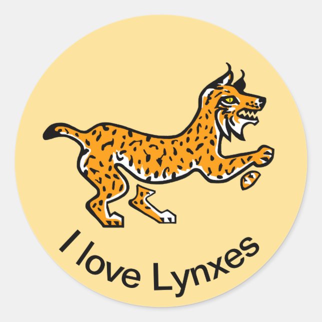 Sticker Rond Animal en voie de disparition - J'aime LYNXES - Fa (Devant)