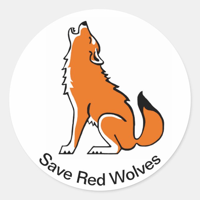 Sticker Rond Animal en voie de disparition - Save Red WOLVES -  (Devant)