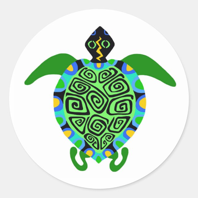 Sticker Rond Animal en voie de disparition -TORTUE de mer -Guer (Devant)