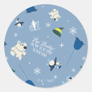 Sticker Rond Animal Friends "Bye Buddy" Motif d'hiver