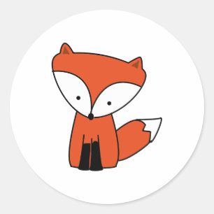 Sticker Rond Animal mignon de Fox rouge de bébé