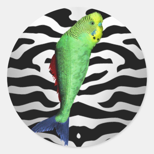 Sticker Rond Animal mutant nucléaire - Poisson bouclé (Devant)