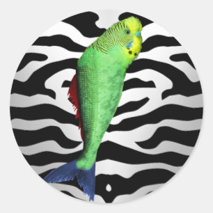 Sticker Rond Animal mutant nucléaire - Poisson bouclé