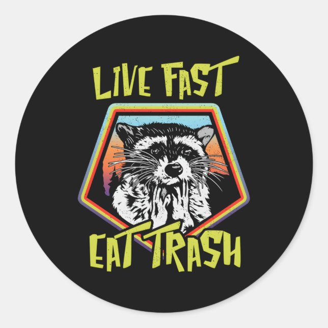 Sticker Rond Animal Panda Racoon Trash (Devant)