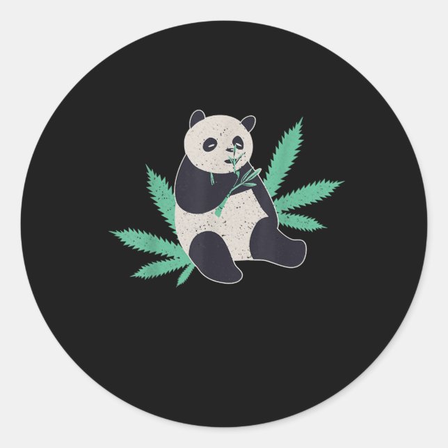 Sticker Rond Animal Panda Weed Stoner Cadeau (Devant)