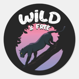 Sticker Rond Animal sauvage et libre de la Panthère noire