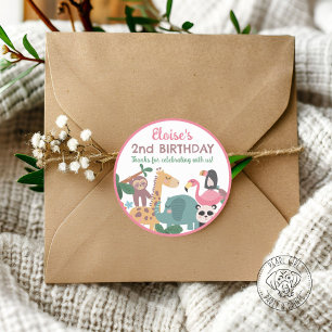 Sticker Rond Animal sauvage rose