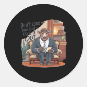Sticker Rond Animal Therapy Amusants Santé mentale Animaux Conc