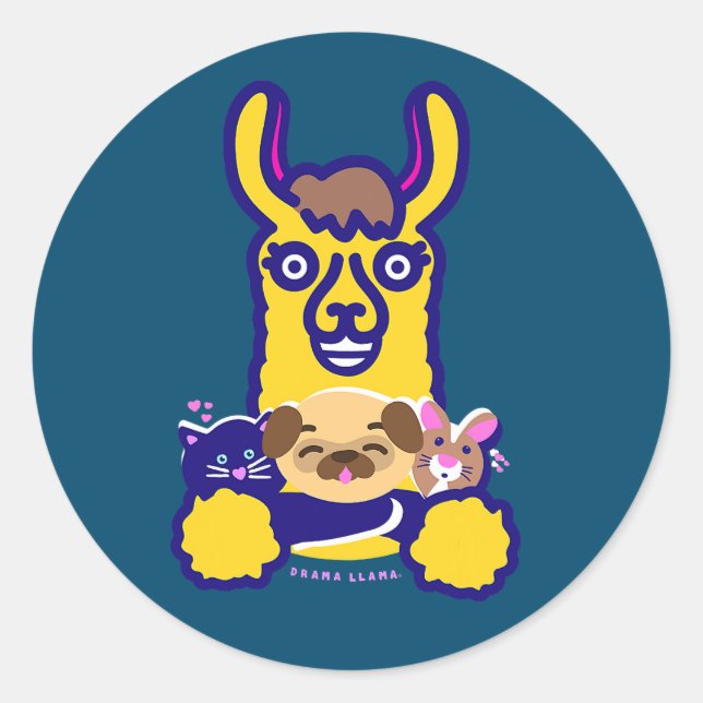 Sticker Rond Animal vétérinaire qui aime chien (Devant)