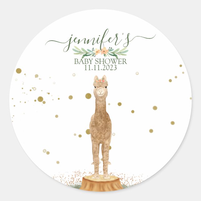 Sticker Rond Animals Alpaca Family Favor (Devant)
