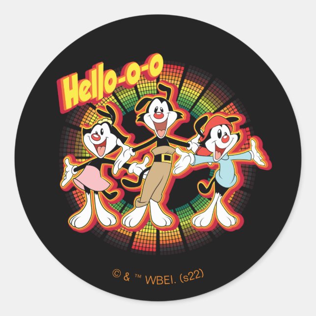 Sticker Rond Animaniacs | Hello-o Retro Equalizer Graphic (Devant)