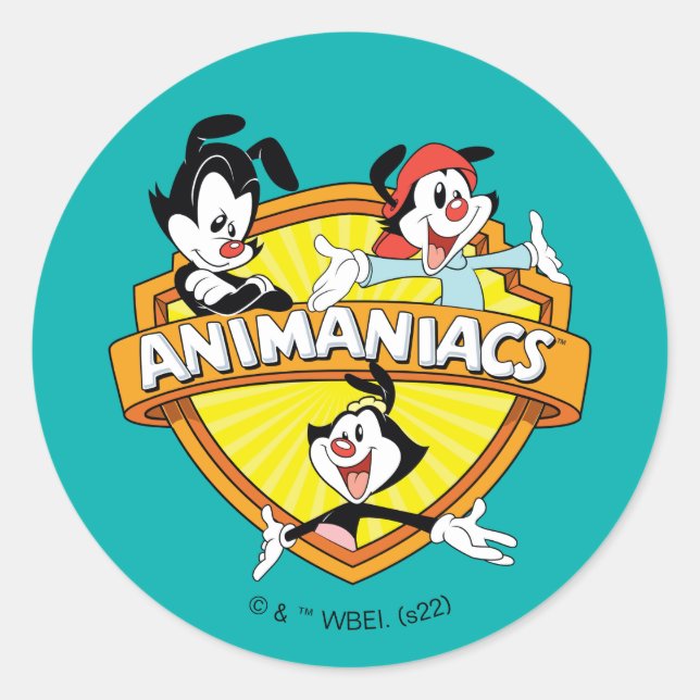 Sticker Rond Animaniacs | Warner Brothers & Sister WB Shield (Devant)