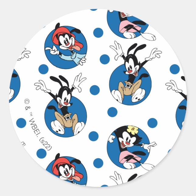 Sticker Rond Animaniacs | Yakko, Wakko, & Motif du cercle de po (Devant)