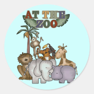 Sticker Rond Animaux au Zoo Tshirts et cadeaux