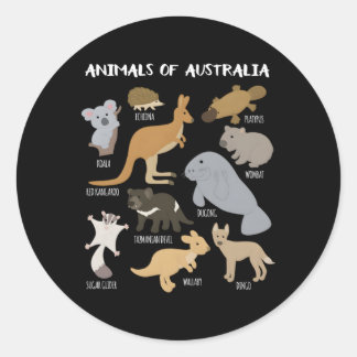 Sticker Rond Animaux D'Australie Animaux D'Australie