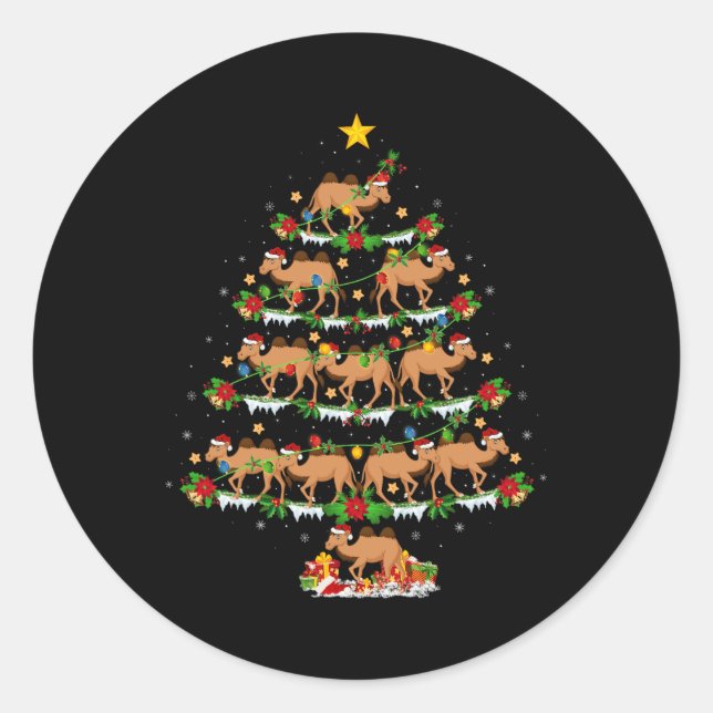 Sticker Rond Animaux de compagnie Jeu de Noël Père Noël Camel B (Devant)
