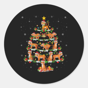 Sticker Rond Animaux de compagnie Jumeaux Père Noël Tiger Arbre