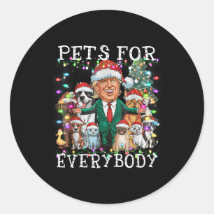Sticker Rond Animaux de compagnie pour tout le monde drôle Noël