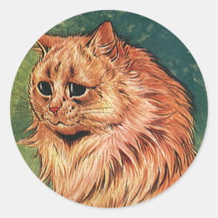 Sticker Rond Animaux de compagnie vintages, Chat orange à long