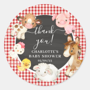 Sticker Rond Animaux de ferme Baby shower Favoriser