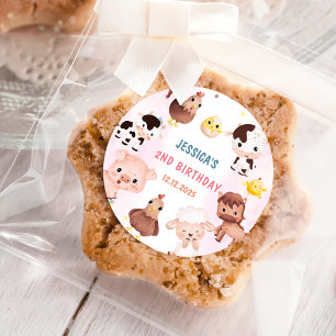 Sticker Rond Animaux de ferme Ballons de nid Fête Anniversaire