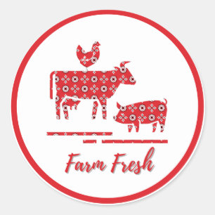 Sticker Rond Animaux de ferme Bandana Imprimer