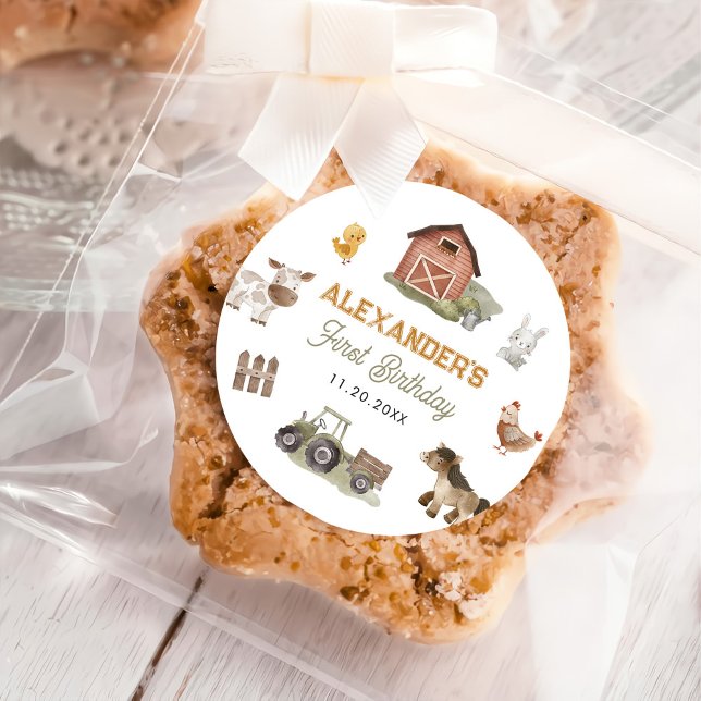 Sticker Rond Animaux de ferme Barnyard 1er anniversaire (Créateur téléchargé)