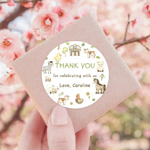 Sticker Rond Animaux de ferme Barnyard fête d'anniversaire