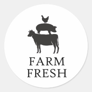Sticker Rond Animaux de ferme frais