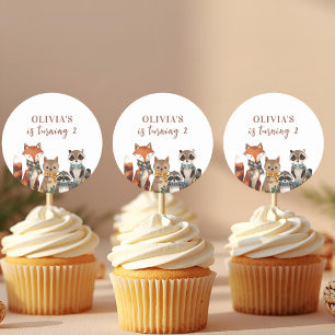 Sticker Rond Animaux de fête des bois Anniversaire Animaux de f
