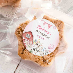 Sticker Rond Animaux de la ferme Cour de ferme 1er anniversaire