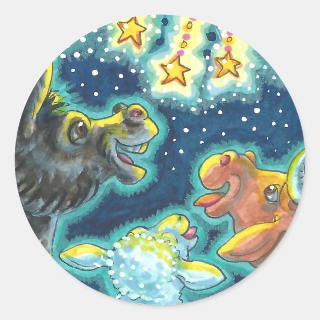 Sticker Rond ANIMAUX DE LA FERME DE BARNYARD LE 4 JUILLET Drôle (Devant)