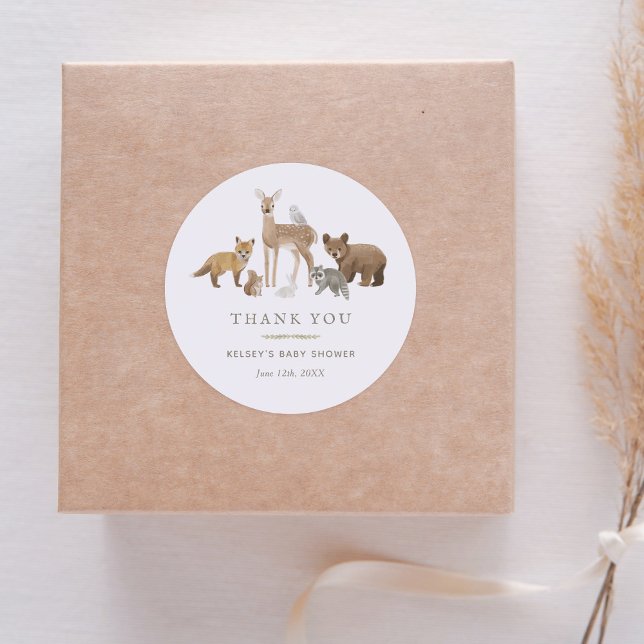 Sticker Rond Animaux de la Forêt Baby Shower (Créateur téléchargé)