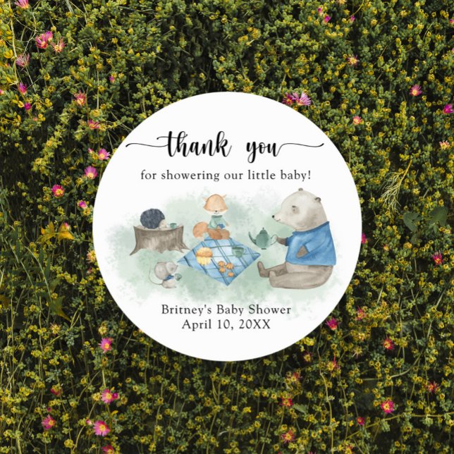 Sticker Rond Animaux de la forêt boisée - merci (Créateur téléchargé)