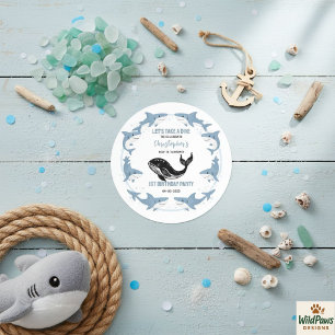 Sticker Rond Animaux de la mer Requin 1er Anniversaire   Sous l