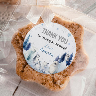 Sticker Rond Animaux de l'Arctique Anniversaire hivernal