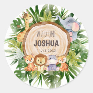 Sticker Rond Animaux de zoo bébé