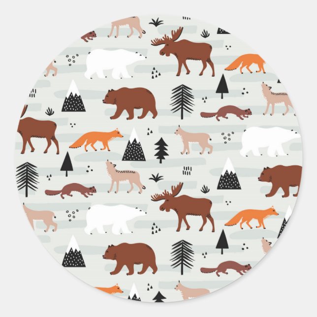 Sticker Rond Animaux des bois (Devant)
