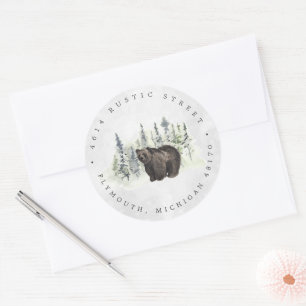 Sticker Rond Animaux des Bois Adresse de Retour Bébé de la Fo