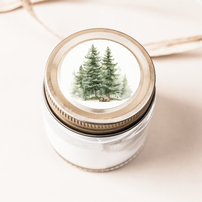 Sticker Rond Animaux des bois | Baby shower Ours Sleepy Favoris (Créateur téléchargé)