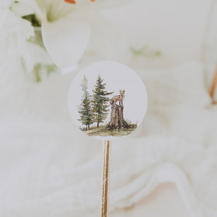 Sticker Rond Animaux des bois   Fox Baby shower Favor