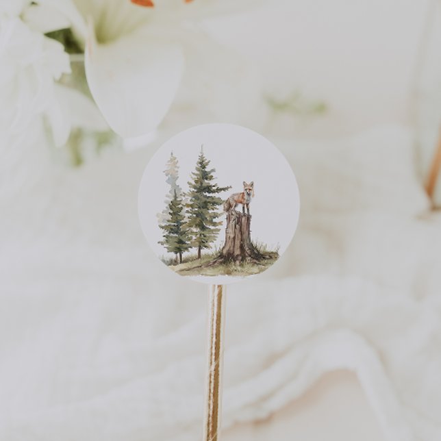 Sticker Rond Animaux des bois | Fox Baby shower Favor (Créateur téléchargé)