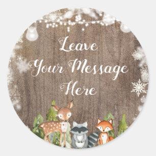 Sticker Rond Animaux d'hiver rustiques Woodland Love Your Messa