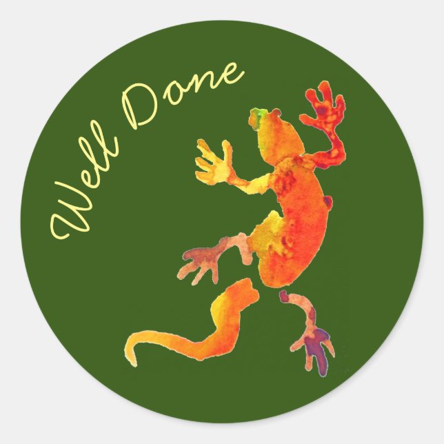 Sticker Rond Animaux éco gecko lézard reptile bien fait (Devant)