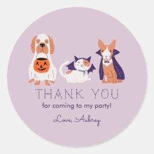 Sticker Rond Animaux en costume Halloween Thème Anniversaire Fê