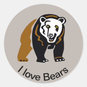 Sticker Rond Animaux en voie de disparition - J'aime les OURS -