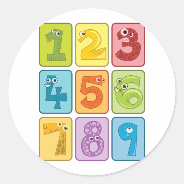 Sticker Rond Animaux et numéros (Devant)