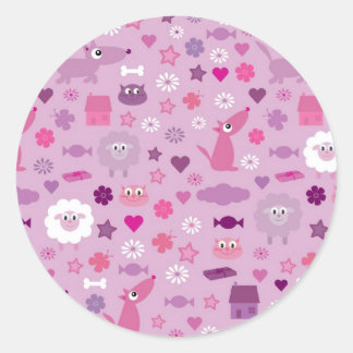 Sticker Rond Animaux et trucs marrants mignons pour des