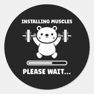 Sticker Rond Animaux Installation des Muscles Fitness Musculati