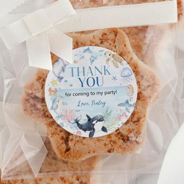 Sticker Rond Animaux marins Enfants sous la mer Anniversaire (Créateur téléchargé)